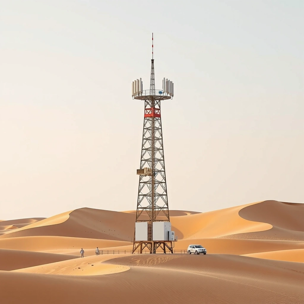 Modern connectivity technology in Qatar's desert landscape